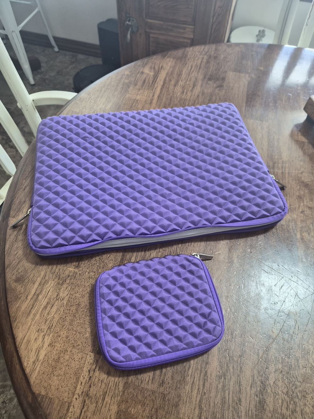 Purple Quilted Tablet Sleeve and Accessory Pouch